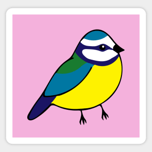 Bluetit print on pink Sticker